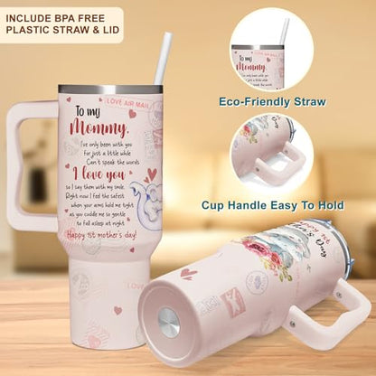 First Mothers Day Gifts For New Mom, Daughter From Baby, Sister, Son - 1st Mothers Day Gifts From Husband - First Time Mother Presents - Elephant 40oz Tumbler With Handle for Woman - color: 1st Mothers Day