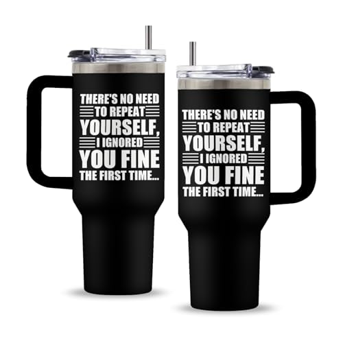 Encouragement 40oz Tumbler, with Handle & Straw, Insulated Cup - color: Funny Ignored