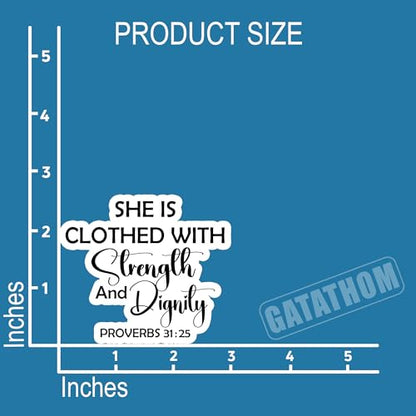 (3Pcs) She is Clothed With Strength and Dignity Sticker Inspirational Christian Vinyl Decal, Encouraging Bible Verse Stickers for Women, Waterproof for Laptop Tumbler Water Bottle Scrapbook, 3" X 2.6" - color: She is Clothed With Strength and Dignity Prov