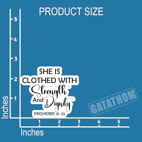(3Pcs) She is Clothed With Strength and Dignity Sticker Inspirational Christian Vinyl Decal, Encouraging Bible Verse Stickers for Women, Waterproof for Laptop Tumbler Water Bottle Scrapbook, 3" X 2.6" - color: She is Clothed With Strength and Dignity Prov
