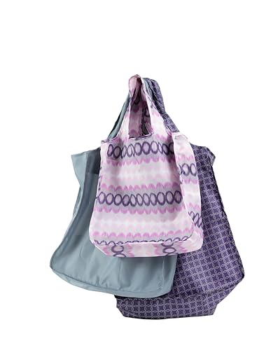 Pure Sage Reusable Grocery Bag - Stylish Shopping Bags for Groceries - Foldable Tote Bag - color: Purple