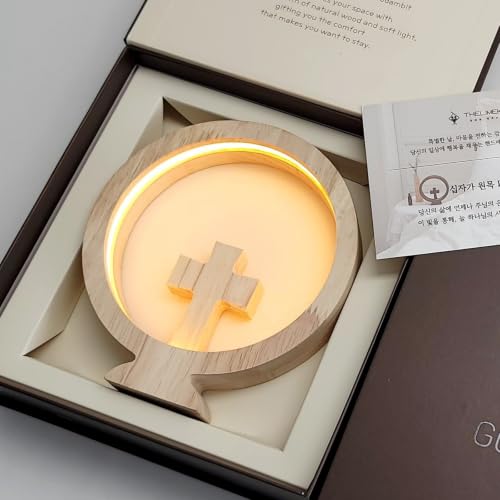 Wooden Cross Night Light, Warm Light, Dimmable