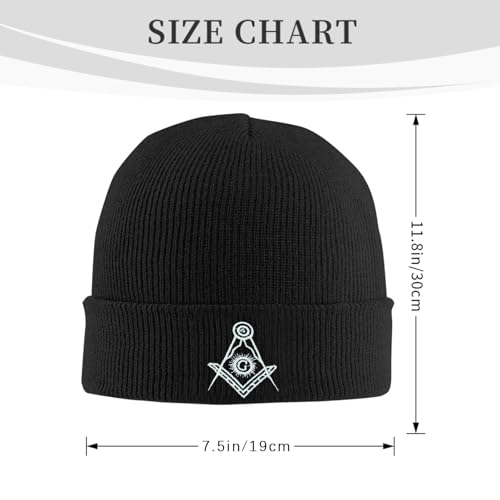 Black Beanie Hat for Men Women Embroidered Knit Winter Beanies Cap - color: Masonic