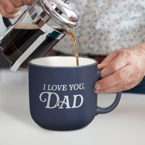 Christian Art Gifts I Love You, Dad Ceramic Coffee Mug, Non-toxic, Microwave/Dishwasher Safe, Navy Blue & White, 14 oz., Gift for Dad, Malachi 4:6 Bible Verse on Back - color: Navy Blue/Love You Dad, size: 14 Ounces