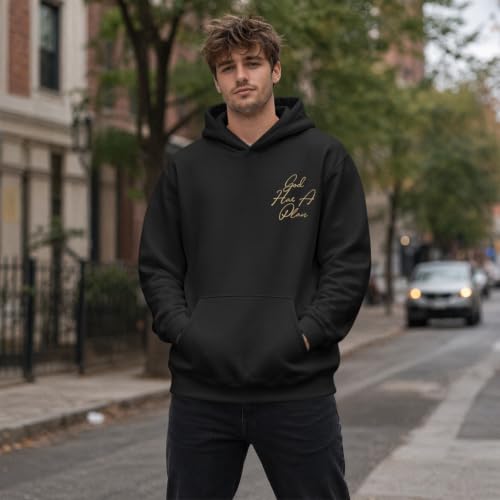 Christian God Hoodie for Men Jesus Faith Religious Bible Verse Hoodies Inspirational Graphic Fleece Sweatshirt - color: Black, size: X-Large