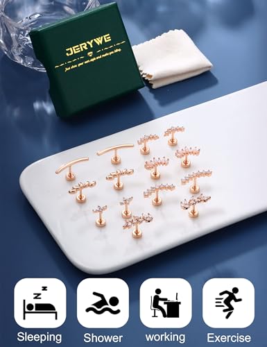 JeryWe Cartilage Earrings for Women Hypoallergenic Helix Piercing Jewelry - color: A:bar-rosegold filled