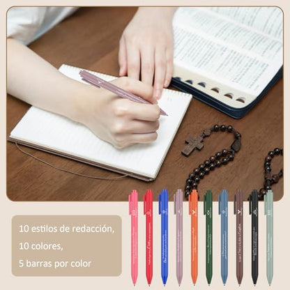 Supervitae 50 Pcs Spanish Bible Verse Pens Christian Pens Bulk, Dark Color - color: Dark Color