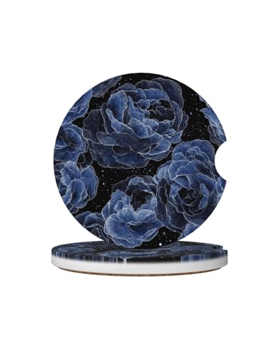 Ceramic Car Cup Coasters 2PCS - Dreamy Flower - color: Dreamy Flower