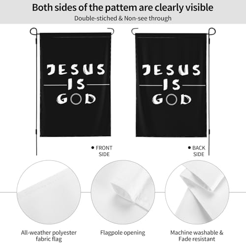 Jesus Is God Cross Nails Flag Double Sided Garden Flag 12.5x18 Inch - Farmhouse Seasonal Yard Decor, Outdoor Decorative Flag For Outside (No Flagpole) - color: Jesus Is God Cross Nails Flag