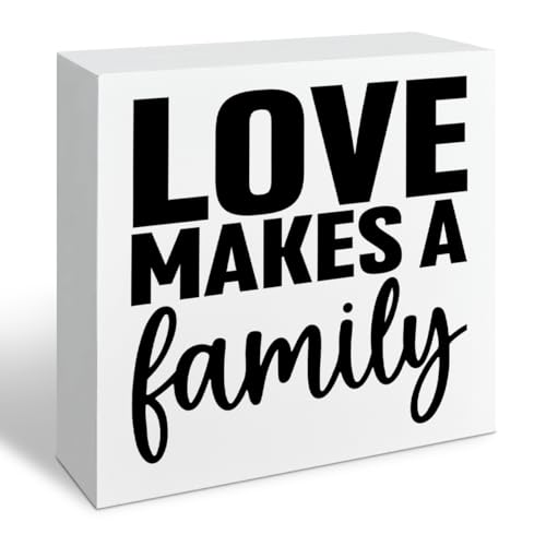 Motivational Home Decorate, Love Makes a Family, Rustic Farmhouse Wall Sign, Wedding Gift, Christian Quotes Decor, Living Room Decor, Family Wall Decoration, Home Desk Decorate, 5.1x5.1inches - color: Home 03