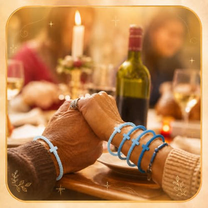 Soaoo 24/60 Pcs Jesus Bracelets Cross Silicone Bracelet Braided Stackable Rubber Wristband Silicone Jewelry Gift for Women Men - color: Blue, size: Cross