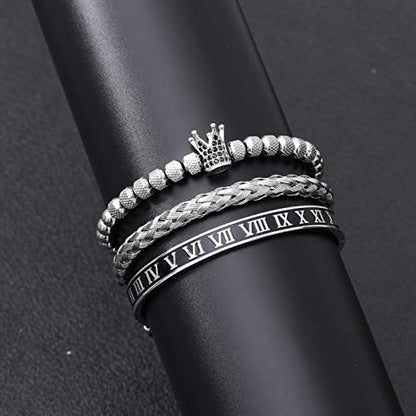 WFYOU Stainless Steel Bracelets for Men Gold Cuff Bracelet Birthday Gifts - color: Silver 10
