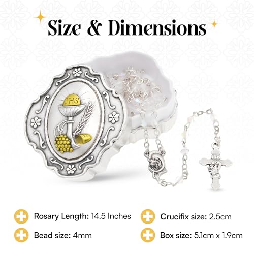 Catholic Rosary Beads with Metal Keepsake Gift Box Set - color: Medjugorje Blue