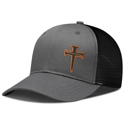 3D Embroidered Christian Hat for Men & Women, Jesus Faith Cross Hat, Religious Gifts for Christians Clothes - color: Leather - Grey