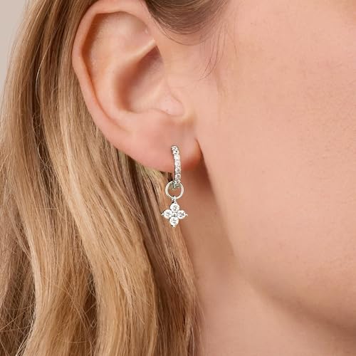 DAILY VIBES Cute Butterfly Star Cross Heart CZ Dangle Earrings for Women - color: Silver Four Stones