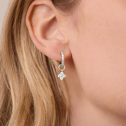 DAILY VIBES Cute Butterfly Star Cross Heart CZ Dangle Earrings for Women - color: Silver Four Stones