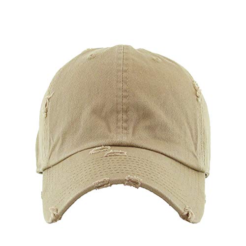 Faith with Cross Vintage Baseball Cap Embroidered Cotton Adjustable Distressed Dad Hat - color: Khaki