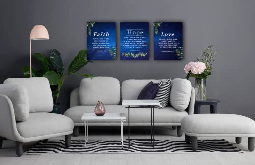 Faith & Hope Bible Verse Wall Art - Christian Canvas Wall Art, Religious Decor Gift for Living Room & Bedroom (29 x 38cm x 3pcs) Framed Starry Sky - color: Bible1