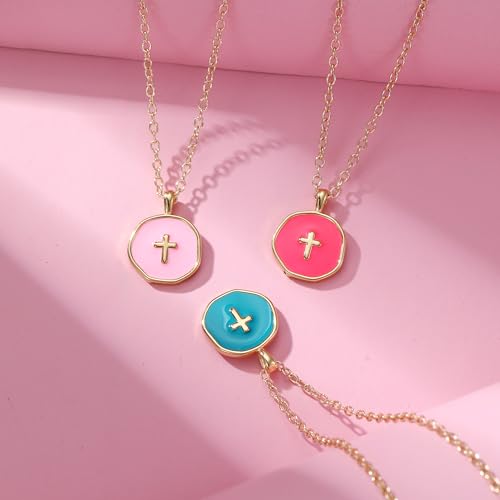 Cute Small Cross Necklace for Teen Girls - color: White Baptism Gifts