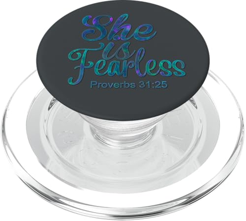 Teal Blue Purple She is Fearless Phone grip on Dark gray PopSockets PopGrip for MagSafe - style: Magnetic PopGrip