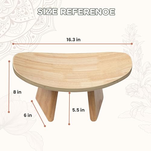 Wooden Meditation Bench for Seiza & Yoga Practice - Ergonomic Kneeling Prayer Stool with Curved Seat - Natural Floor Bench for Meditation, Mindfulness, Prayer & Yoga Sessions