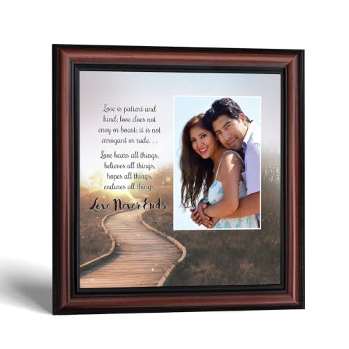 Love is Patient Love is Kind Bible Verse Wall Art, 1 Corinthians 13, Framed - color: Walnut