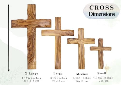 Wall Cross, Wooden Crosses from Bethlehem, Holy Land. Olive Wood Crucifix. Hanging Home Decor. Religious Gift for Godparents, Grandchildren, Kids Room Cross, New House, Christmas and Easter Gifts, - size: 4.5"L x 3"W