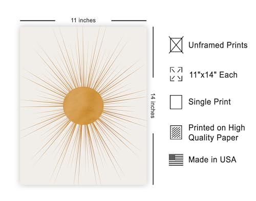 Monem Art Sun Print - Abstract Sun Art - 11x14 Unframed Wall Art Print - Boho Decor Poster - Gift for Home, Office, Living Room, Kids Room - Nursery Wall Decor - color: Style-06, size: 11"L x 14"W