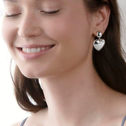 14K Gold Earring Cross Waterdrop Butterfly Heart Knot Earrings for Women Gold Silver Cross Leverback Drop Gold Silver Teardrop Hoop Dangle Earring White Gold Dangle Drop Earring - color: Silver- Heart Dangle Earring