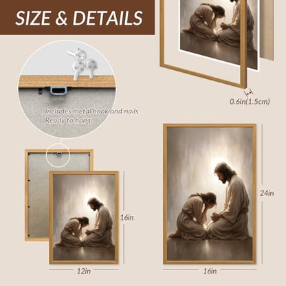 FASWQ Wood Framed Jesus Comforting Woman Christian Wall Art 16x24 in - color: JesusConfession(Wood), size: 24"L x 16"W
