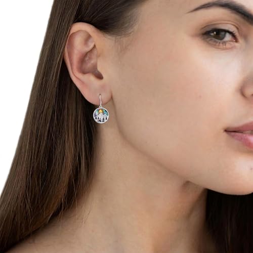Mountain Mustard Seed Earrings for Women 925 Sterling Silver Lotus/Cross Dangle Drop Earring Christian Jewelry Outdoor Birthday Graduation Gifts - style: Mountain-Abalone