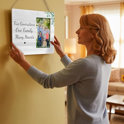 Five Generations Family Picture Frame, One Family Many Hearts, Fits 4x6 Photo - color: Gray