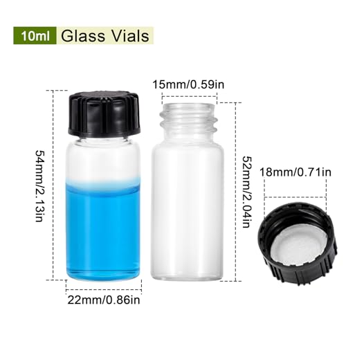 10 Pack 10ml Clear Small Glass Bottles with Plastic Screw Caps - color: clear, size: 10ml