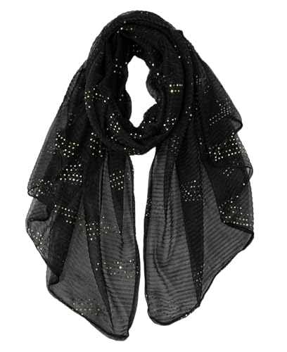 GERINLY Fashion Scarves for Women Lightweight Lace Printed Scarf Shawl Wrap - color: Inkysequin