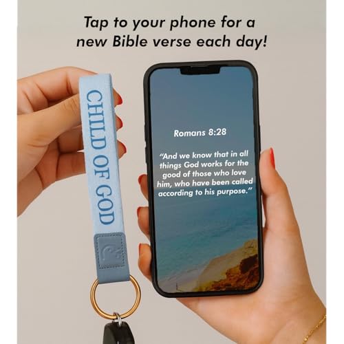 Yappy Daily Bible Verse Keychain Wristlet, NFC Christian Lanyard for Keys, Wallet, ID & Phone for Women Men - color: Faith Over Fear