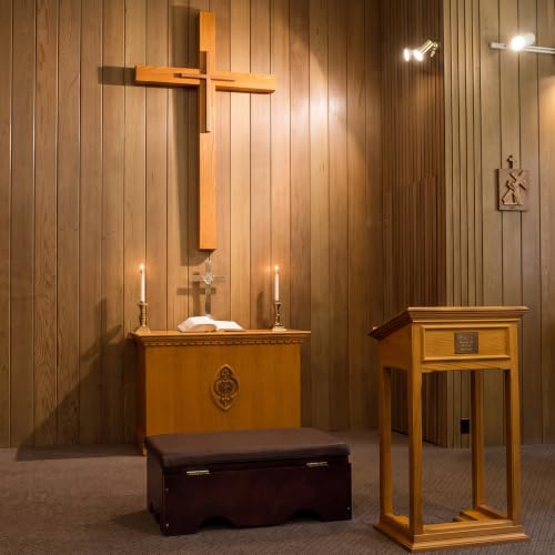 Geetery Wooden Prayer Kneeler with Storage Catholic Church Meditation Bench