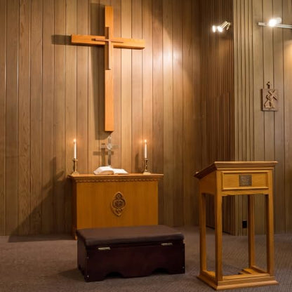 Geetery Wooden Prayer Kneeler with Storage Catholic Church Meditation Bench