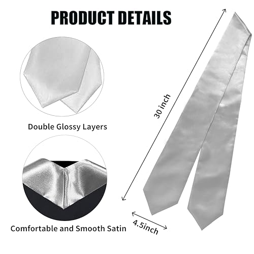 MyGradDay Plain Graduation Stole Colorful Stole for Adult Length 60",Rich in Color - color: Grey
