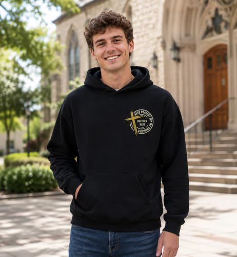Christian Hoodies for Men Religious Faith Need Prayer Tap My Shoulder Shirt - color: Black, size: Medium