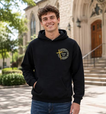 Christian Hoodies for Men Religious Faith Need Prayer Tap My Shoulder Shirt - color: Black, size: Large