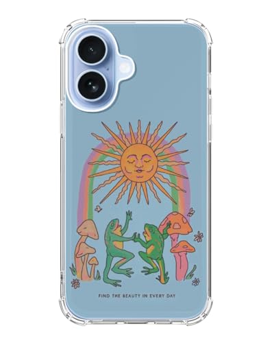 Hippie Dancing Frogs and Sun Phone Case Compatible with iPhone 17 - color: Frogs and Sun