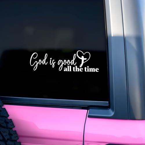 God is Good All The Time Car Decal, Love Jesus, Christian Religious Sticker Catholic Cross Heart Car Accessories Funny Vinyl Sticker Waterproof 8 Inches Bumper Car Gifts for Mom Dad Friend
