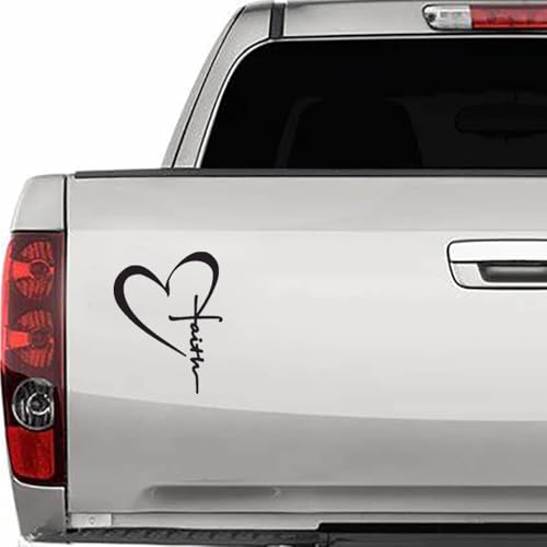 Faith Cross Heart Vinyl Decal Religious Christian Sticker for Car, Truck, Laptop, Water Bottle, Bible Inspirational Faith Symbol 2Packs - color: Black