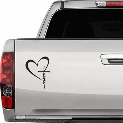 Faith Cross Heart Vinyl Decal Religious Christian Sticker for Car, Truck, Laptop, Water Bottle, Bible Inspirational Faith Symbol 2Packs - color: Black