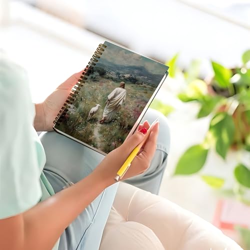 Christian Jesus Leaves The 99 Bible Verse Prayer Religious Notebook Journal for Note Taking,Lost Sheep Merciful Jesus Gift Journals for Writing,Hardcover Spiral Notebook,5.5x8.3 Inch - color: Color-03