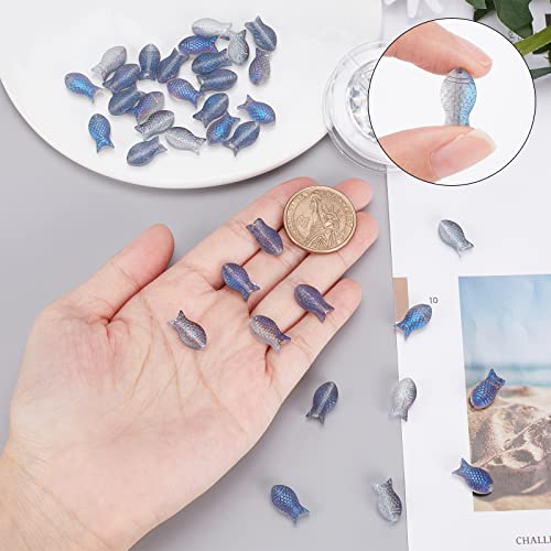 SUNNYCLUE 1 Box 50Pcs Glass Fish Beads Summer Electroplated Glass Bead Half Transparent Carved Frosted Blue Beads for Jewelry Making Ocean Animal Elastic Thread Beading Kit Bracelet Earrings Supplies - color: 1 Box 50pcs Center Drilled Fish Bead Light Blu
