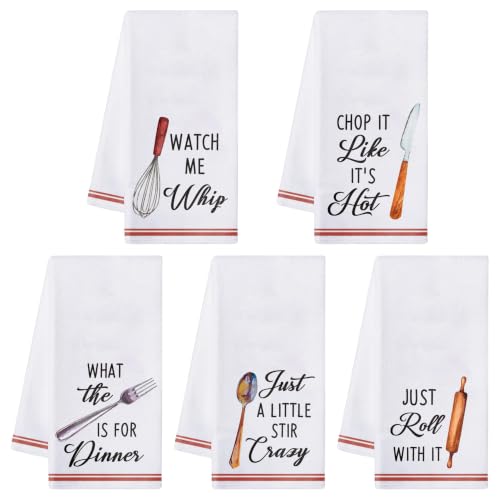 R HORSE 5 Pack Funny Cookware Kitchen Dish Towels - color: Cookware