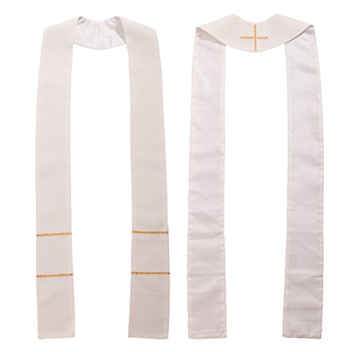 BLESSUME Church Pastor Mass Stole - color: White