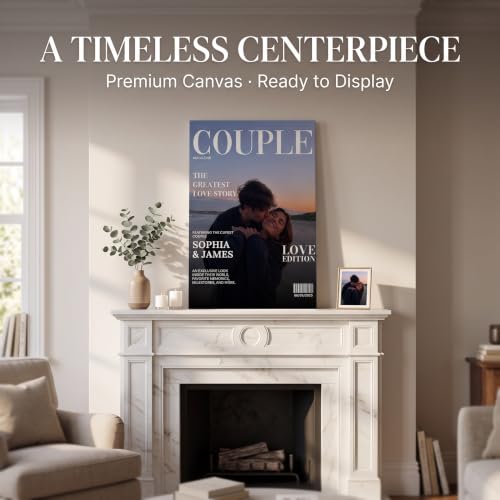 Ipplee Custom Framed Canvas Print, Love Couple Magazine Cover for Couples - color: Design08