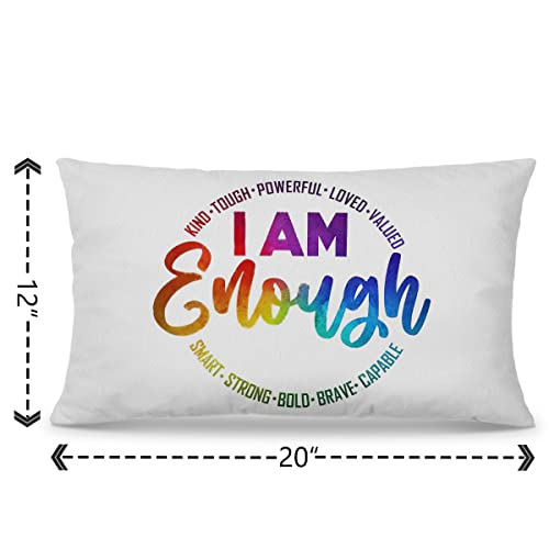 Nogrit I am Enough Inspirational Pillow Covers 12x20, Inspirational Gifts for Women Teenage Girls, Encouragement Gifts for Women, Motivational Gifts - color: I Am Enough